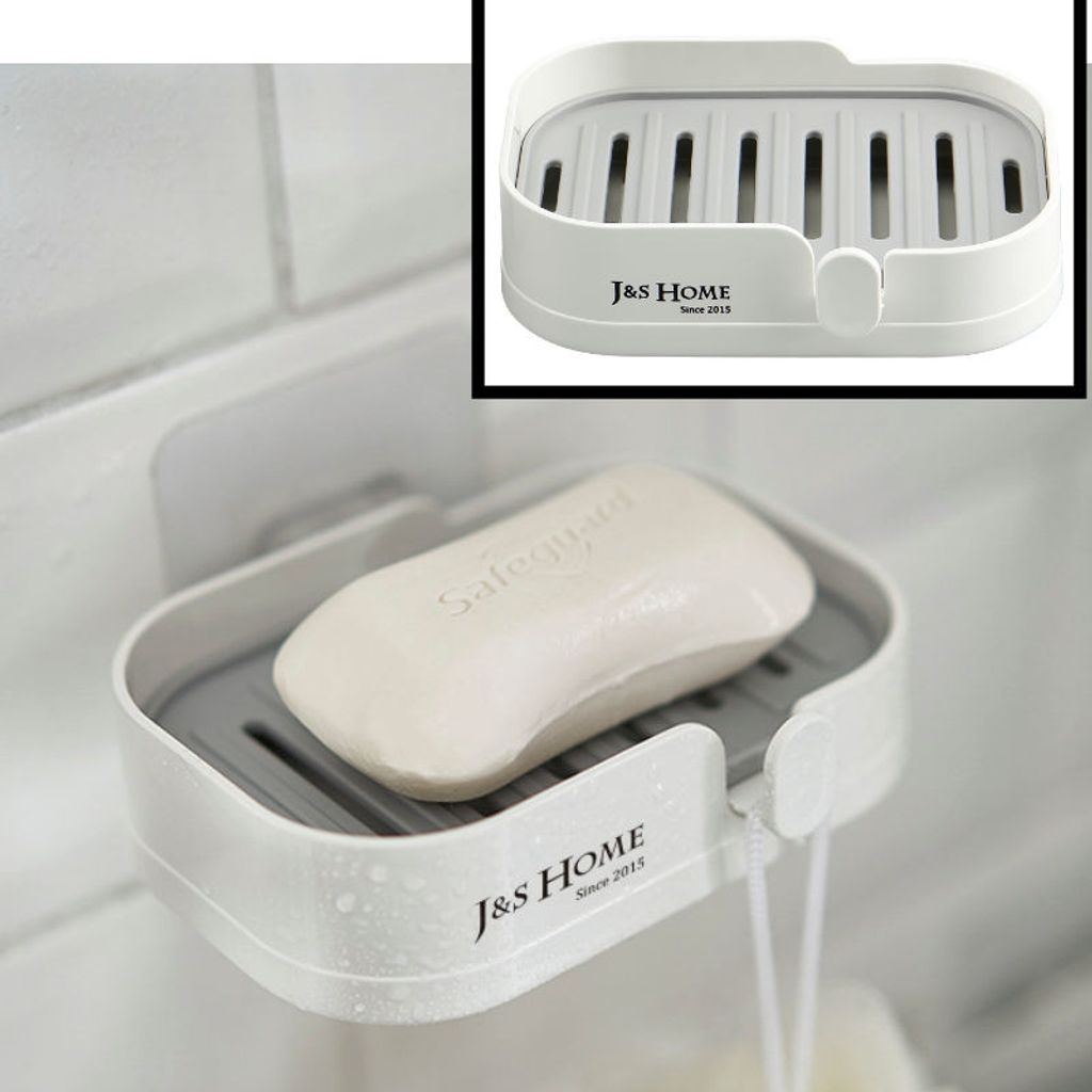 Selbstklebender Seifenhalter für 1 Stück Seife - Für Dusche / Bad / Küche / Toilette - Seifenschale mit Saugnapf - Wand- / Wandmontage ohne Boh...