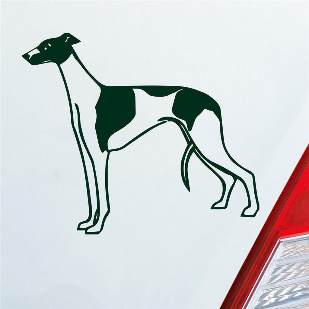 Auto Aufkleber Windhund Hund Dog Animal Tier 12x10 cm Dunkelgrün Sticker Heckscheibenaufkleber