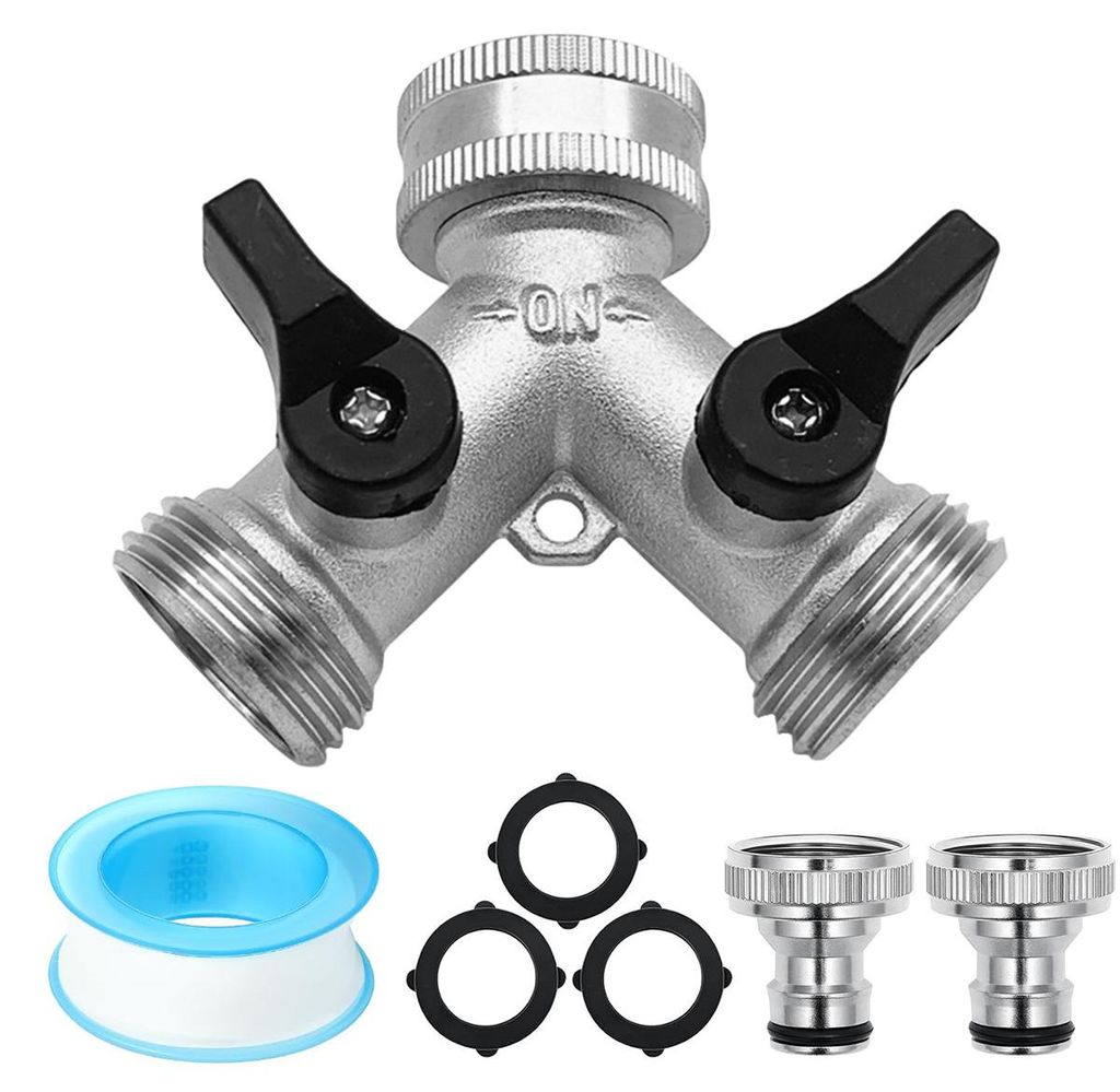 2-Wege Wasserhahn Verteiler 3/4 Zoll – Y-Verteiler für Waschmaschine, Geschirrspüler & Gartenanschlüsse