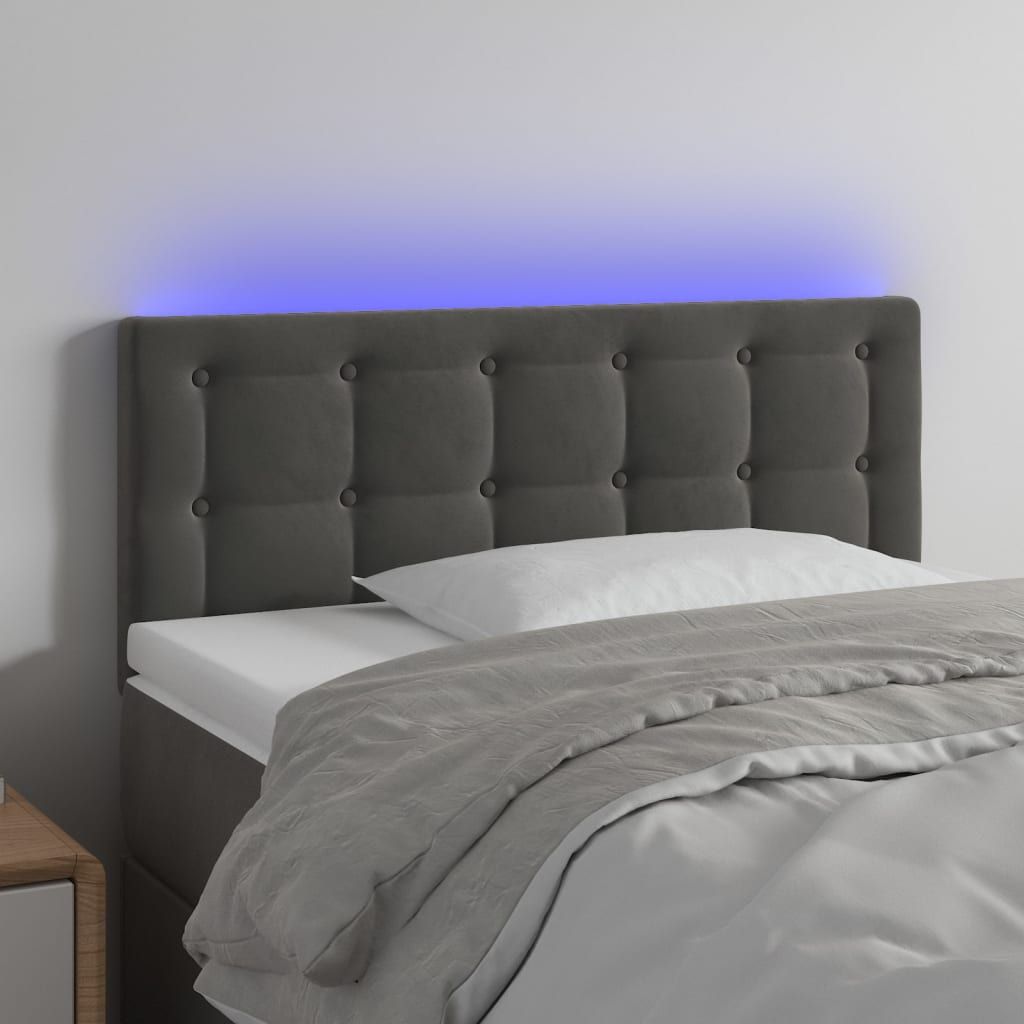 The Living Store LED Kopfteil Dunkelgrau 90x5x78/88 cm Samt
