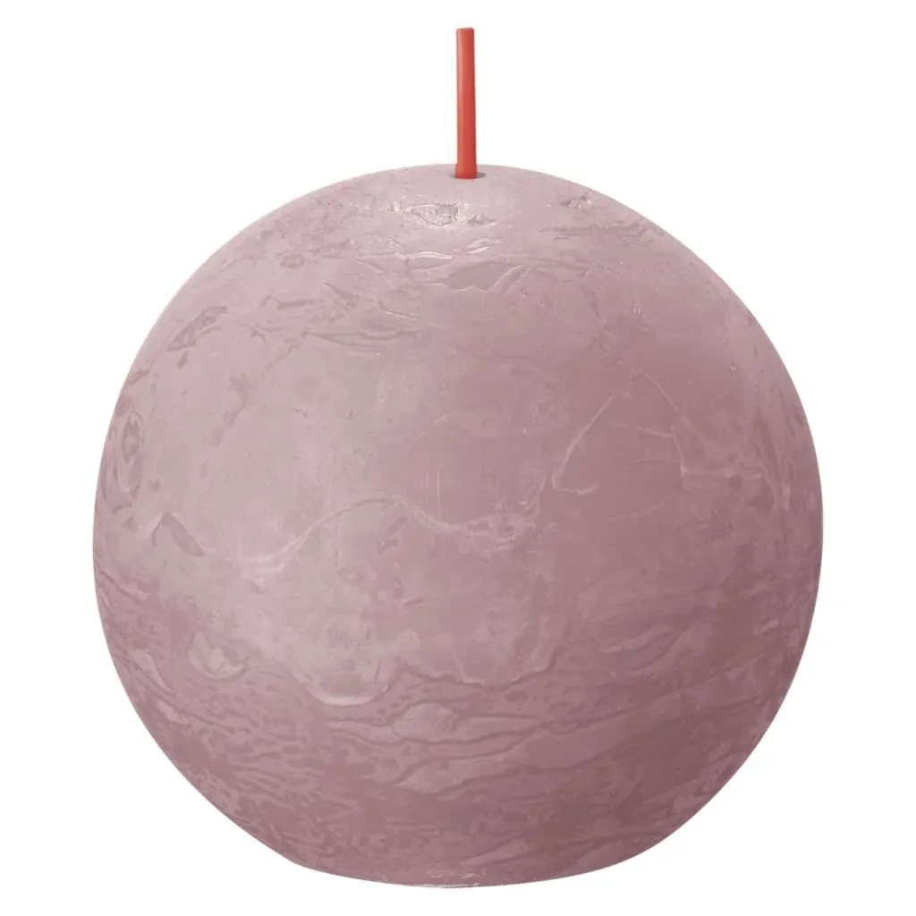 Bougies Boules Rose Cendré Effet Rustique 76x71 mm pour Déco Intérieure