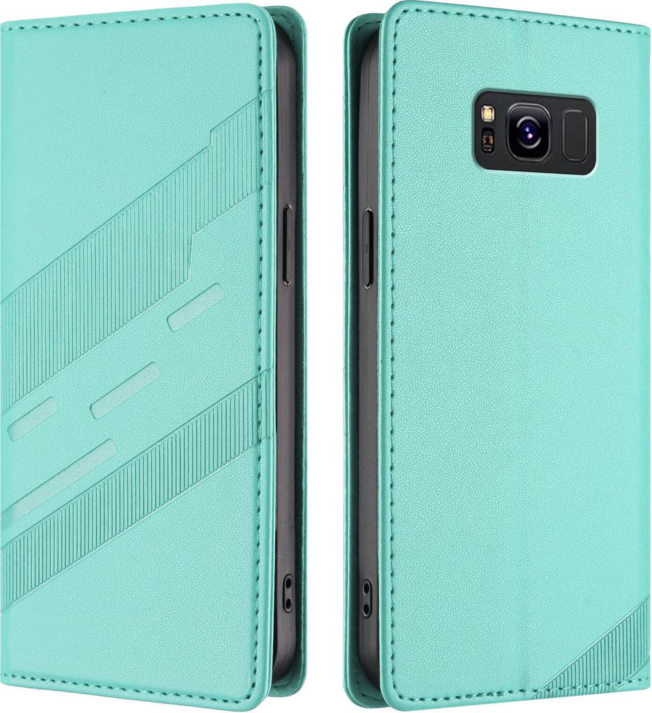 Hülle für Samsung Galaxy S8, Kunstleder Brieftaschen Handyhülle mit Kartenfach und Standfunktion Türkis