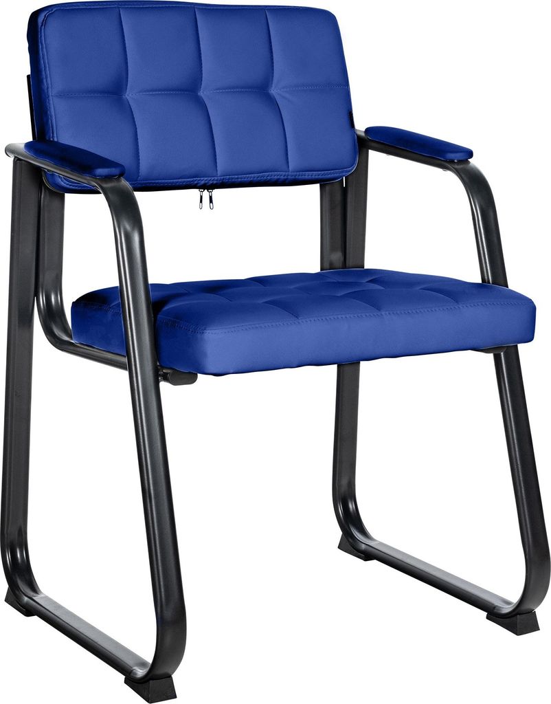 Besucherstuhl LONDON - Kunstleder Blau 59x58x84 cm | Besucherstühle Konferenzstuhl Wartezimmerstuhl Bürostühle Bürostuhl Konferenzraum Wartezimmer