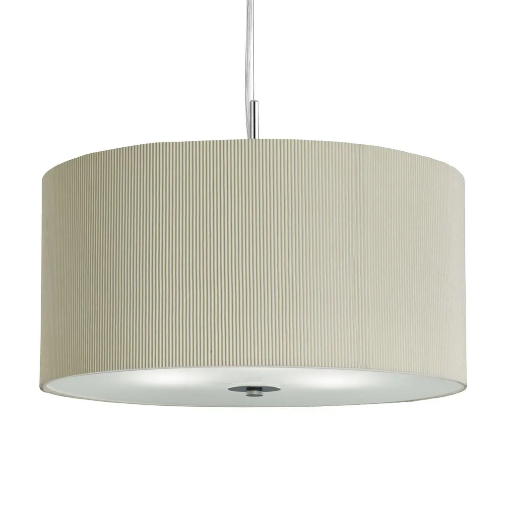 Suspension anti-éblouissement plissée crème 60cm diffuseur de verre