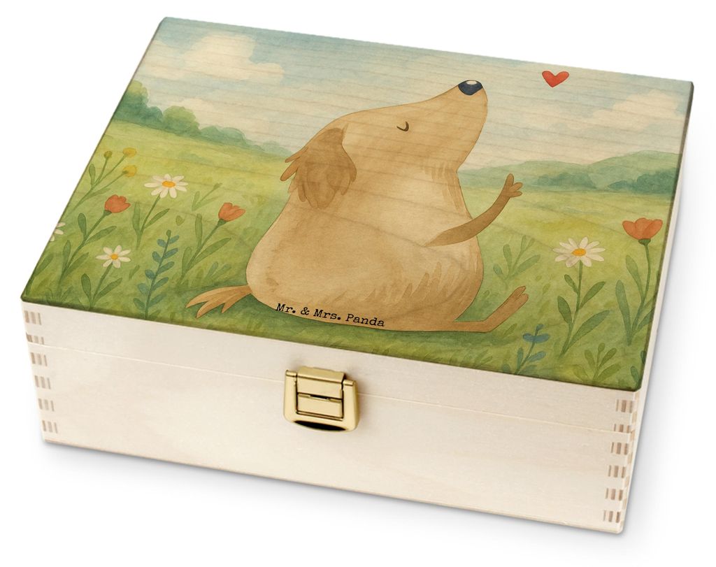 Mr. & Mrs. Panda Teebeutel Aufbewahrung Hund Liebe Design - Weiß - Geschenk, Hundemotiv, Herz, Hunde, Teebox, holz, Tee Box, Teedose, Organizer