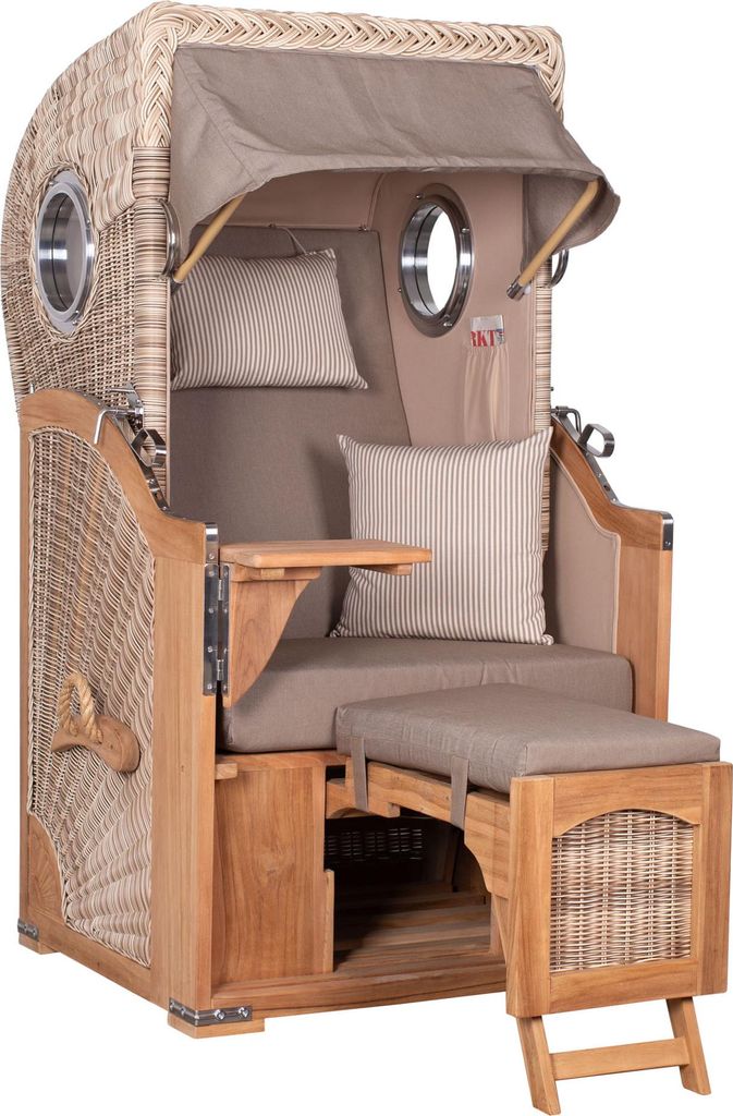 Strandkorb Rantum Single Bullauge Teak PE shell Dessin 534