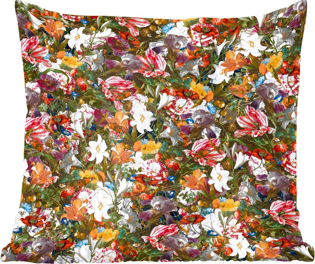 MuchoWow Zierkissen Sofakissen Wohnzimmer Dekokissen 50x50 cm Blumen - Schmetterling - Design - Kunst - Abstrakt - Malerei - Alte Meister - Komfo...