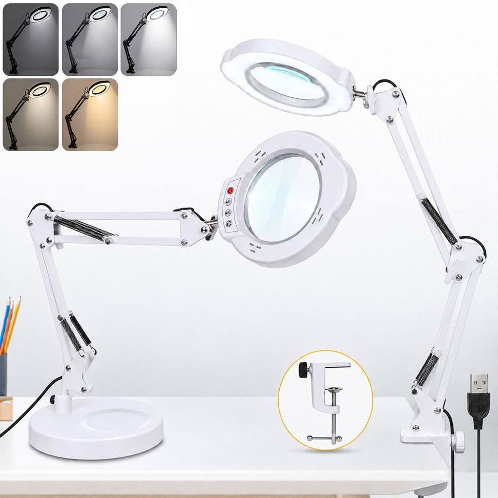 LED Lupenleuchte 10X mit Licht & Standfuß, Echtglas-Linse Produktbild 