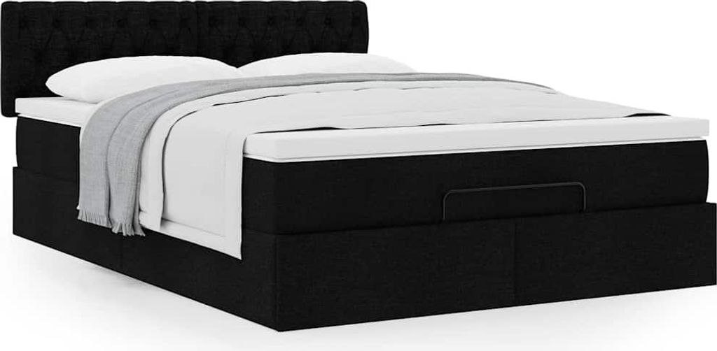 Maison Exclusive - Ottoman-Bett mit Matratze Schwarz 140x200 cm Stoff