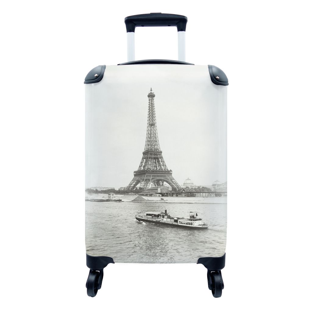 MuchoWow Koffer Handgepäck Trolley Rollkoffer Kleine Reisekoffer mit 4 Rollen - Frankreich - Eiffelturm - Seine - Cabin Size < 55x40x23 cm & 55x...