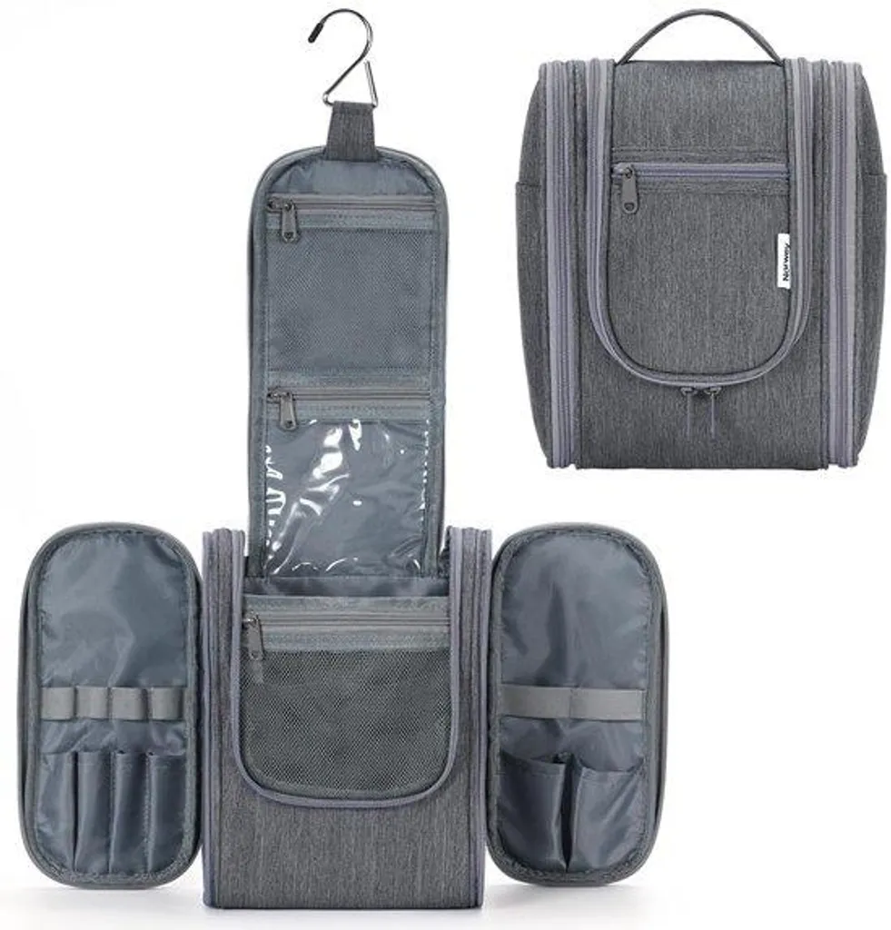 Trousse de toilette enfant et homme à suspendre - Format compact gris