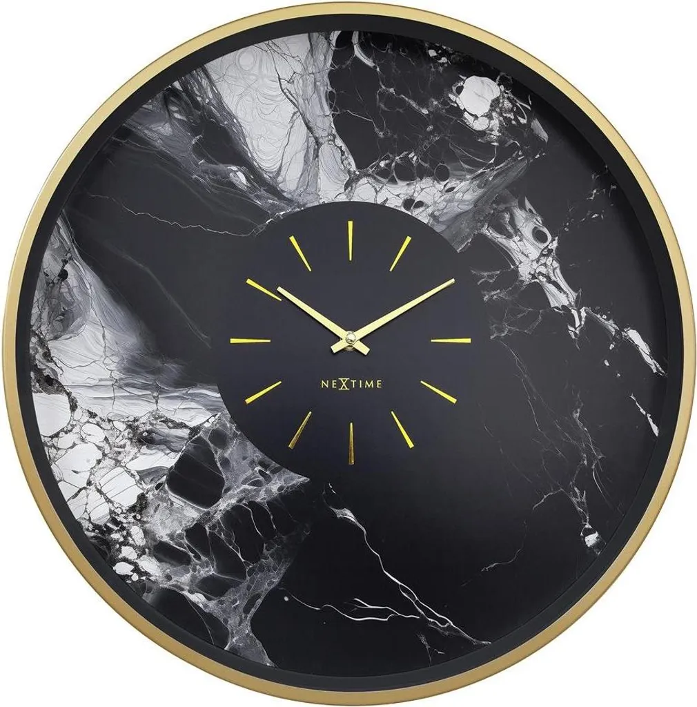 Horloge Murale Silencieuse 48cm Marble Duo - Finition Or sans Tic-Tac