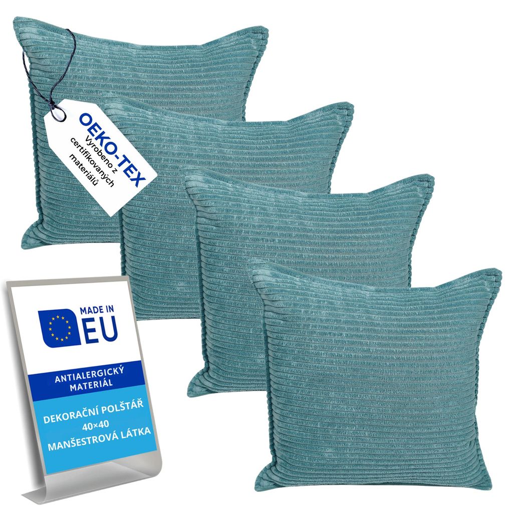 Pillows24 – 4x Dekokissen 40x40 aus Cord | Weiches Produktbild 