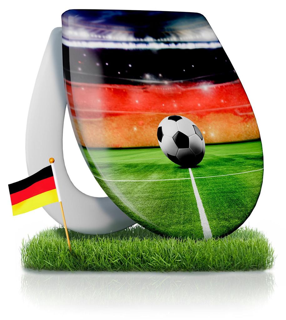 Calmwaters WC Sitz WM-Special mit Absenkautomatik, Motiv: Halbzeitpause, antibakterielles Duroplast, leichte Montage, 2 Befestigungen, Toilettend...