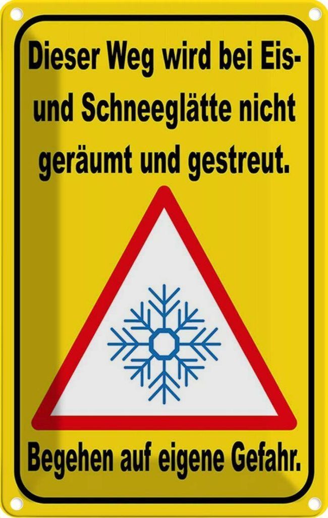 vianmo Blechschild 30x20 cm Eis Schneeglätte eigene Gefahr Warnschild Hinweisschild Sicherheit Vorsicht