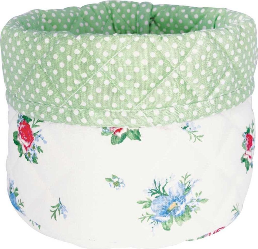 Greengate Brotkorb ALIVIA Weiß mit Blumen und Punkten Produktbild 