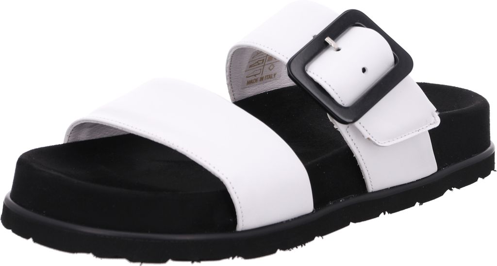 Rohde Damen Pantolette Leder Plateau große Schnalle zwei Riemen Siena 6276, Größe:41 EU, Farbe:Weiß