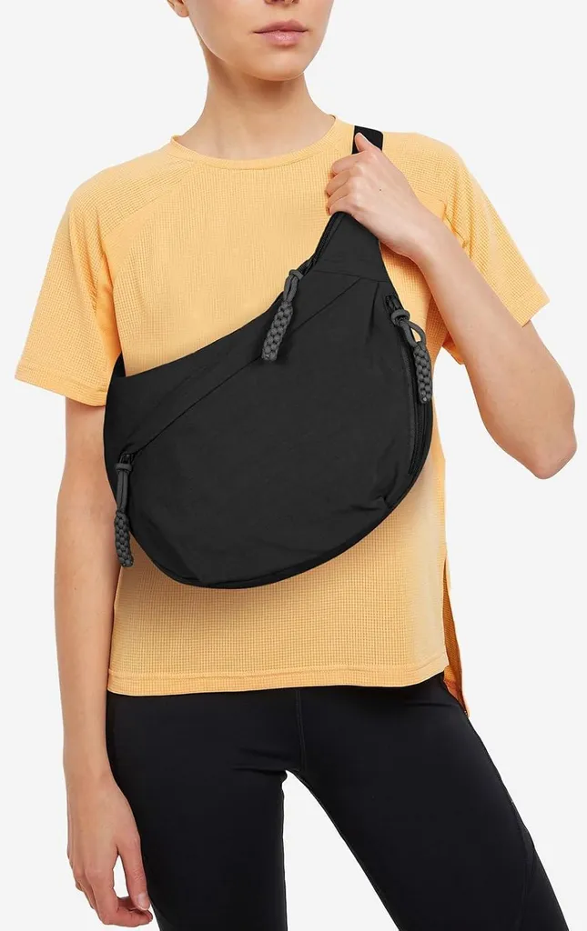 Borsa a Mezza Luna Donna Nylon Grande Crossbody - Pratica e Chic - 9