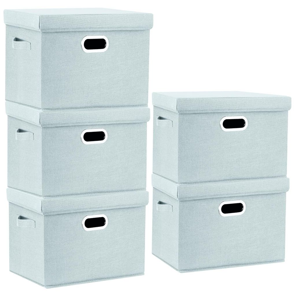 Große Aufbewahrungsbox aus Stoff mit Deckel, faltbar, waschbar, 44 x 30 x 29 cm, 5-teiliges Set