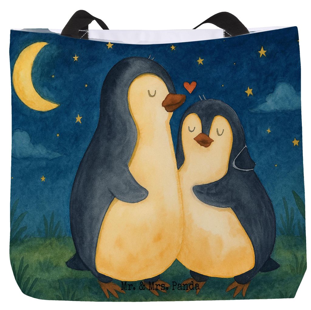 Mr. & Mrs. Panda Schultasche Pinguine Einschlafen Design - Weiß - Geschenk, Unitasche, für Freundin, Frauen, Stoffbeutel, Valentinstag, Hochzeits...
