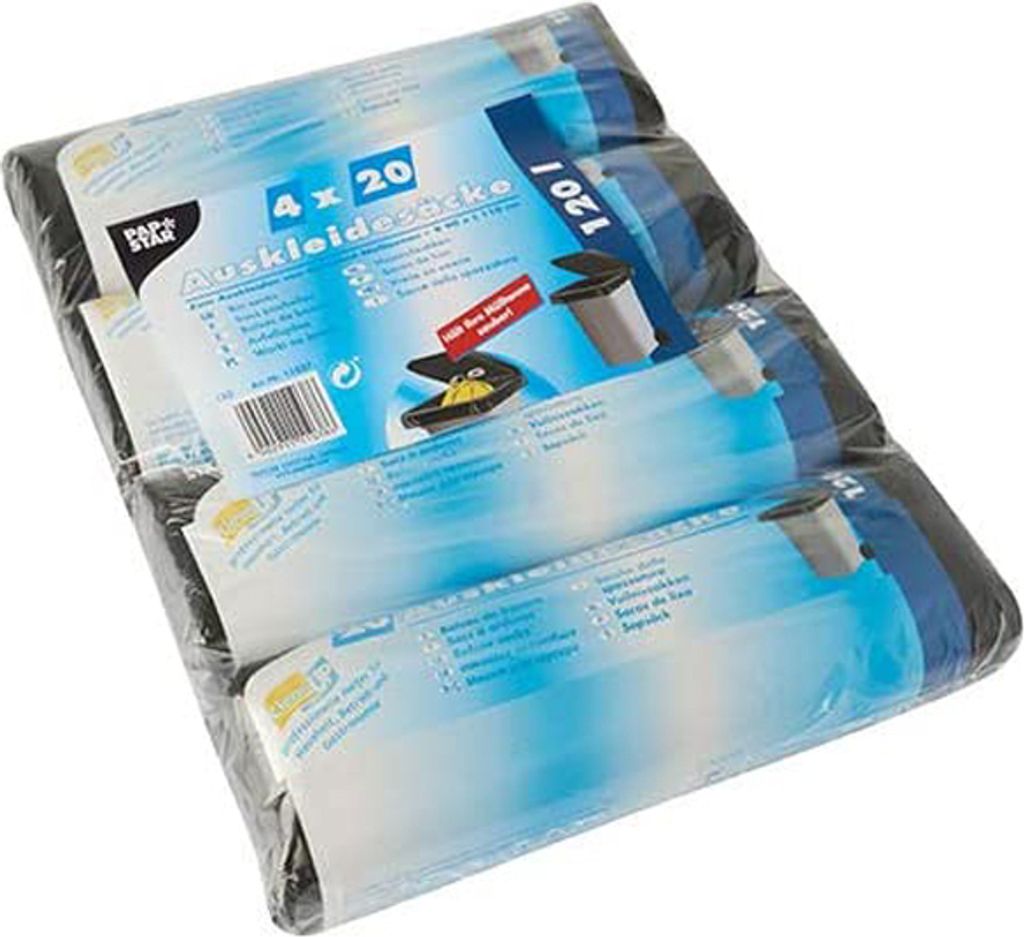 PAPSTAR 11038 Fodera per bidoni PAPSTAR, nera, 120 litri Immagine del prodotto 