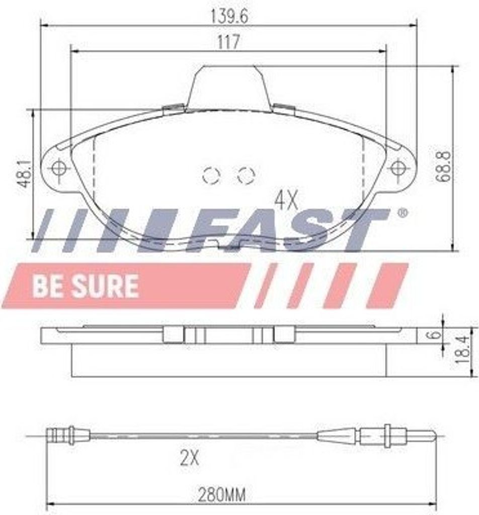 FAST FT29067 - OE 4251 25 Bremsbeläge, Vorne für Jumpy (U6U), Jumpy (B), Scudo, Ulysse, Expert (222), Expert (223), 806 (221), Expert (224)