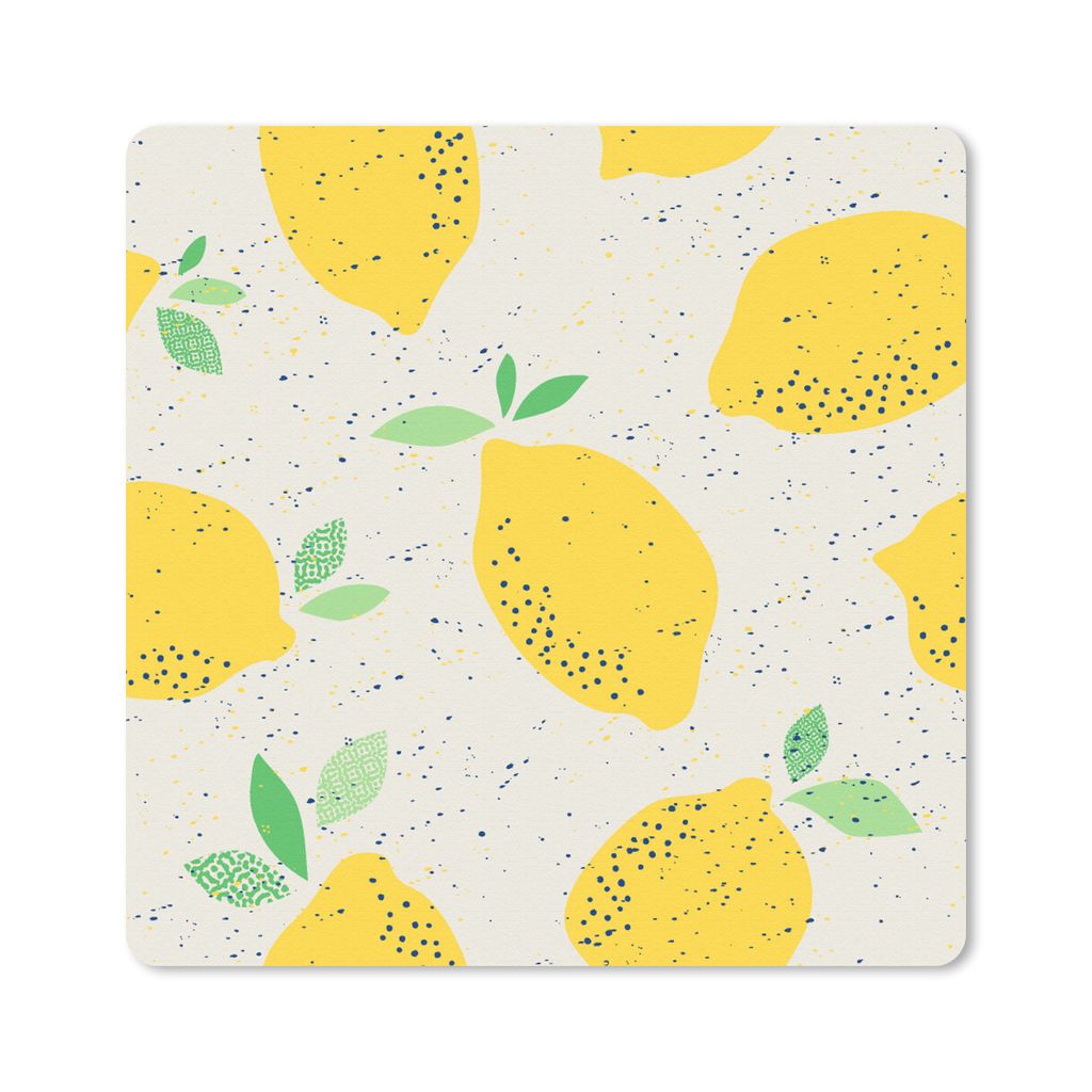 MuchoWow Mauspad Mousepad Zitrone - Obst - Vintage - Design 20x20 cm - Mousepads - Maus Mat - Pad - Mausunterlage - Desk Mat - Bureauartikeln
