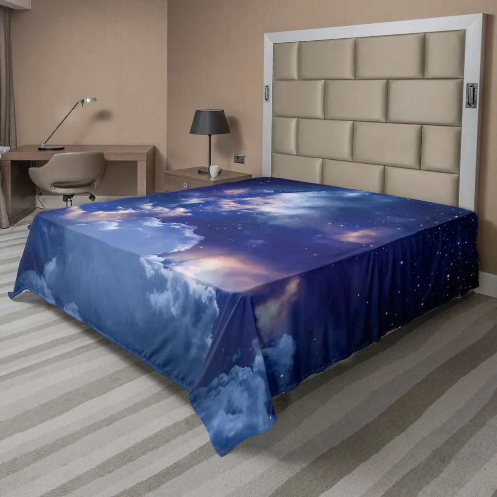 Drap de lit supérieur décoratif 266x260 cm thème galaxie et cosmos