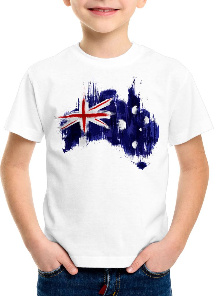 BaumwolleCloud Flagge Australien Kinder T-Shirt Fußball Sport Australia WM EM Fahne