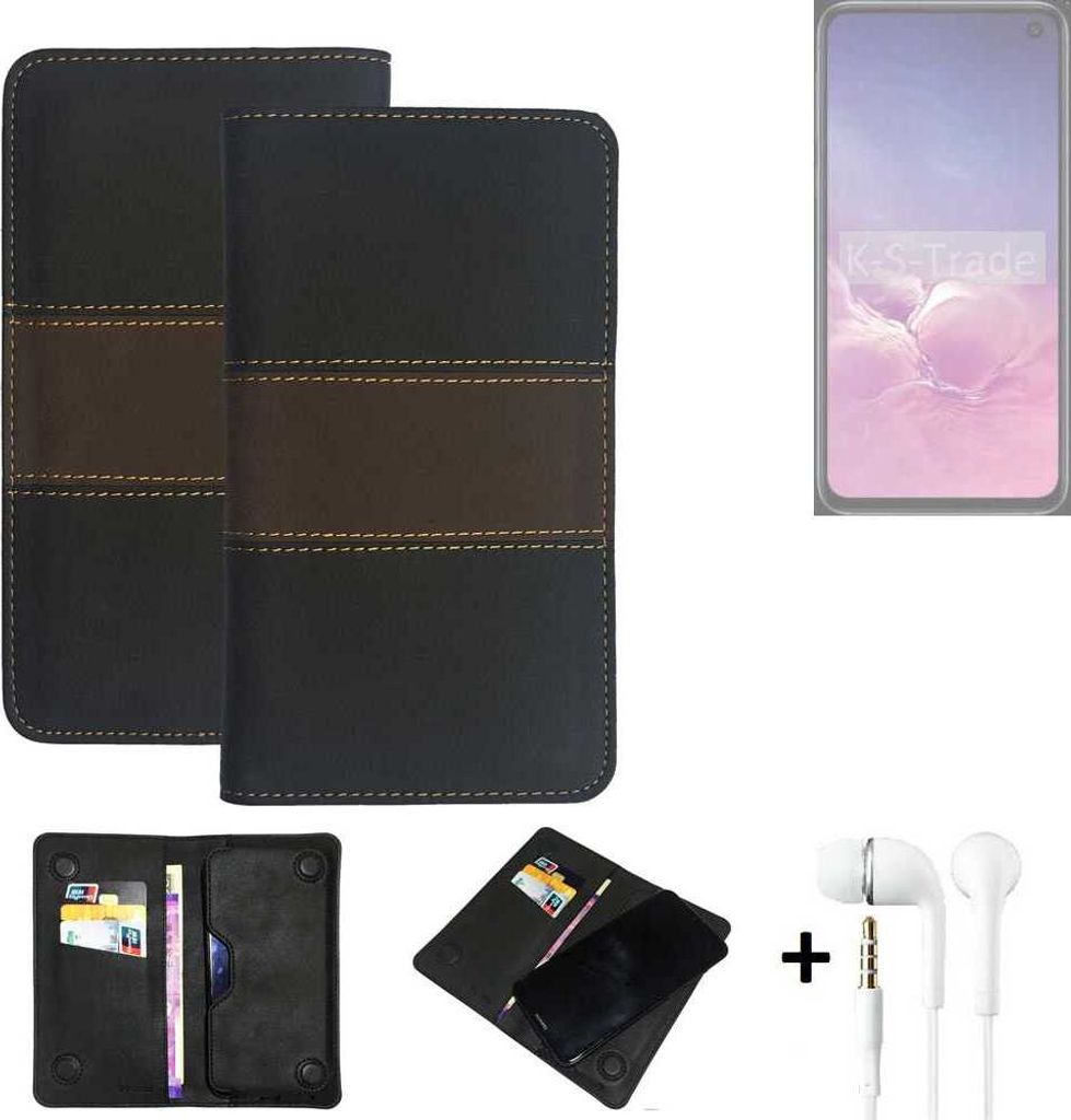 K-S-Trade Handyhülle + Kopfhörer kompatibel mit Samsung Galaxy S10 (DUOS) Schutzhülle Walletcase Bookstyle Tasche Schutz Case Hülle Wallet Cover
