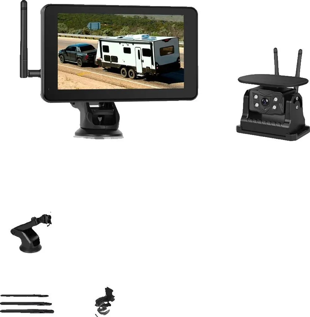 Kit caméra de recul sans fil solaire pour voiture avec écran LCD 7 pouces