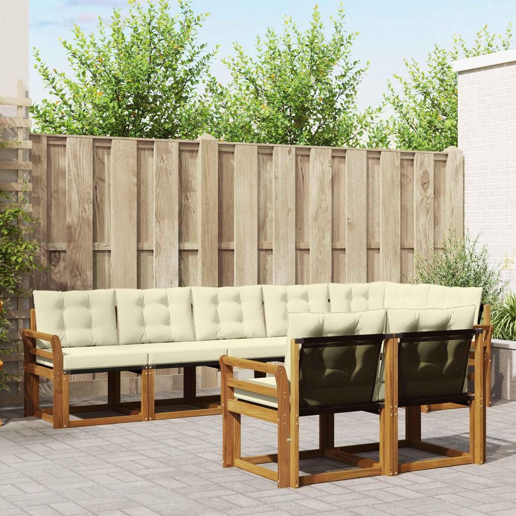 "SALE 2026"Outdoor-Sofagarnitur - CLORIS - Balkonmöbe/Sitzgruppe - mit Kissen 8 pcs - Moderne Design - Natur und Creme - Gartensofas NeuMöbel630527