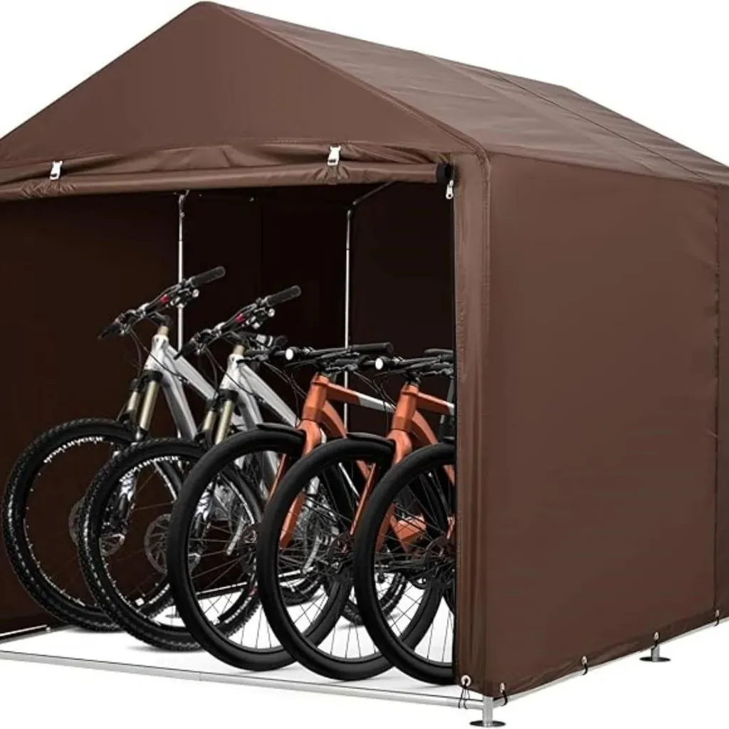 Abri vélo extérieur rose 3 places en tissu 420D résistant aux intempéries