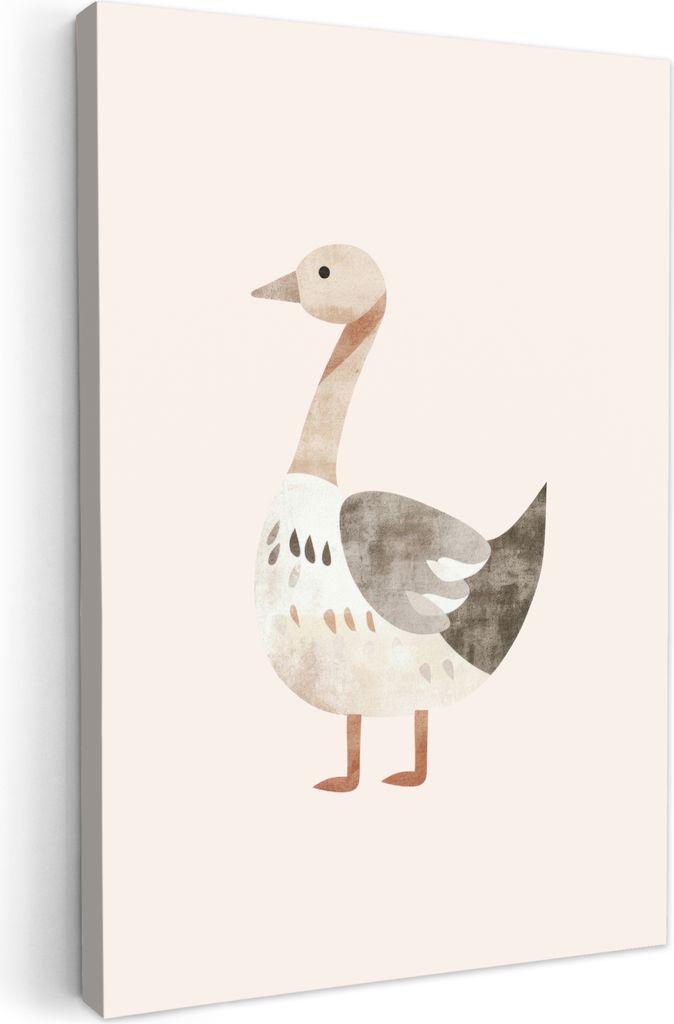Leinwand Bilder 60x90 cm - Kinder Beige - Ente - Bauernhof, Bilder Wohnzimmer Modern, Wanddeko