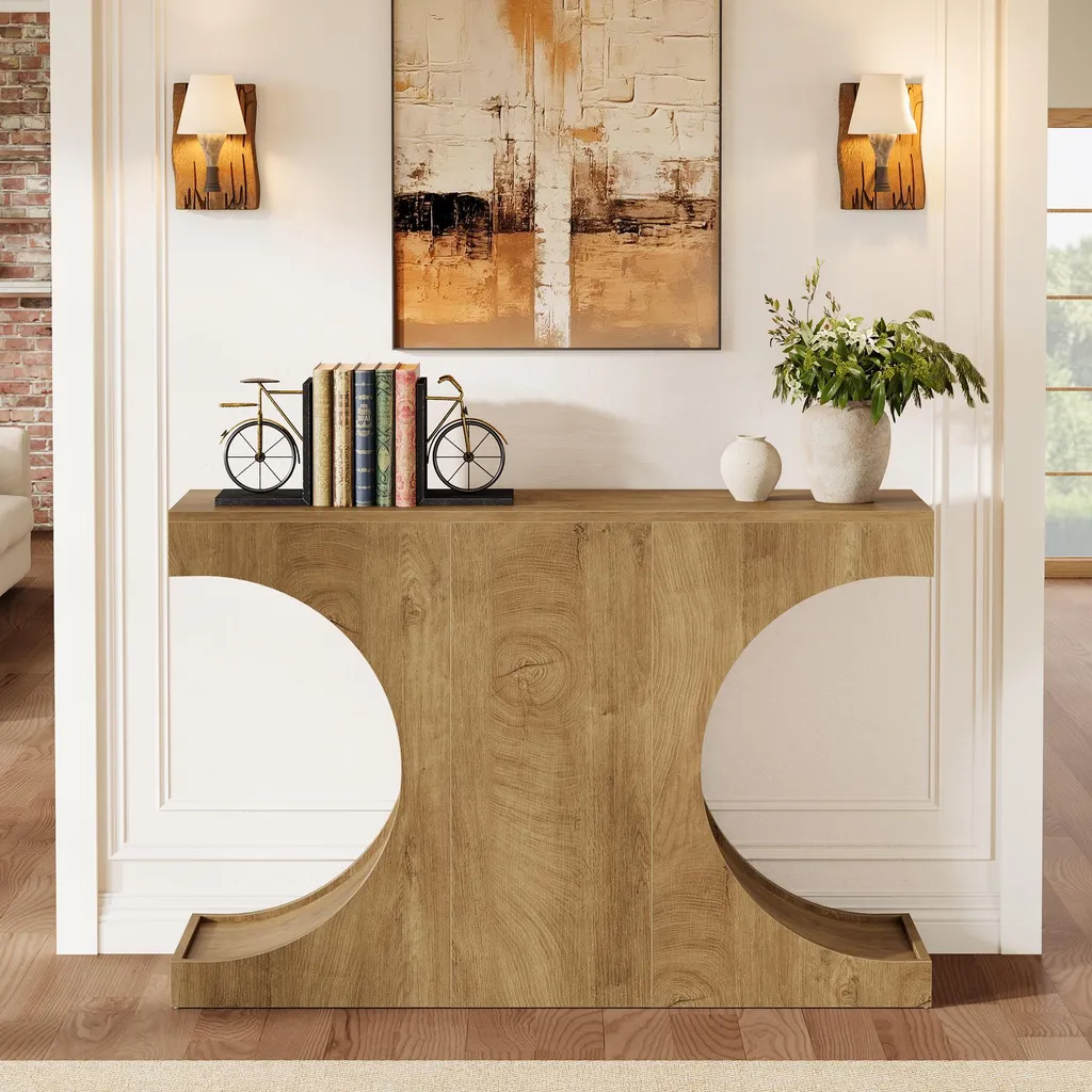Table Console Tribesigns 105cm Style Rustique Industriel en C - Bois