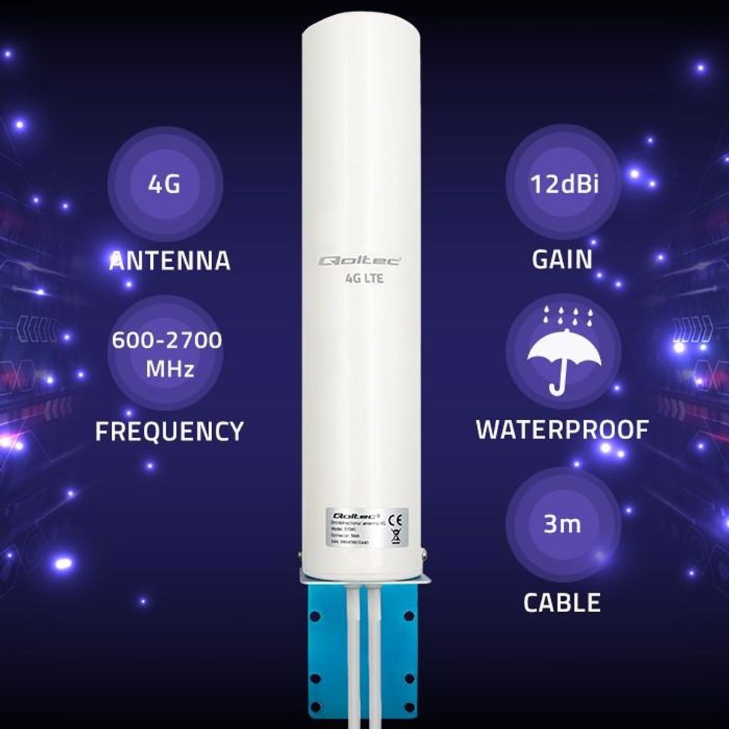 Antenna Qoltec DUAL 4G LTE | 12dBi | omnidirezionale | Immagine del prodotto 