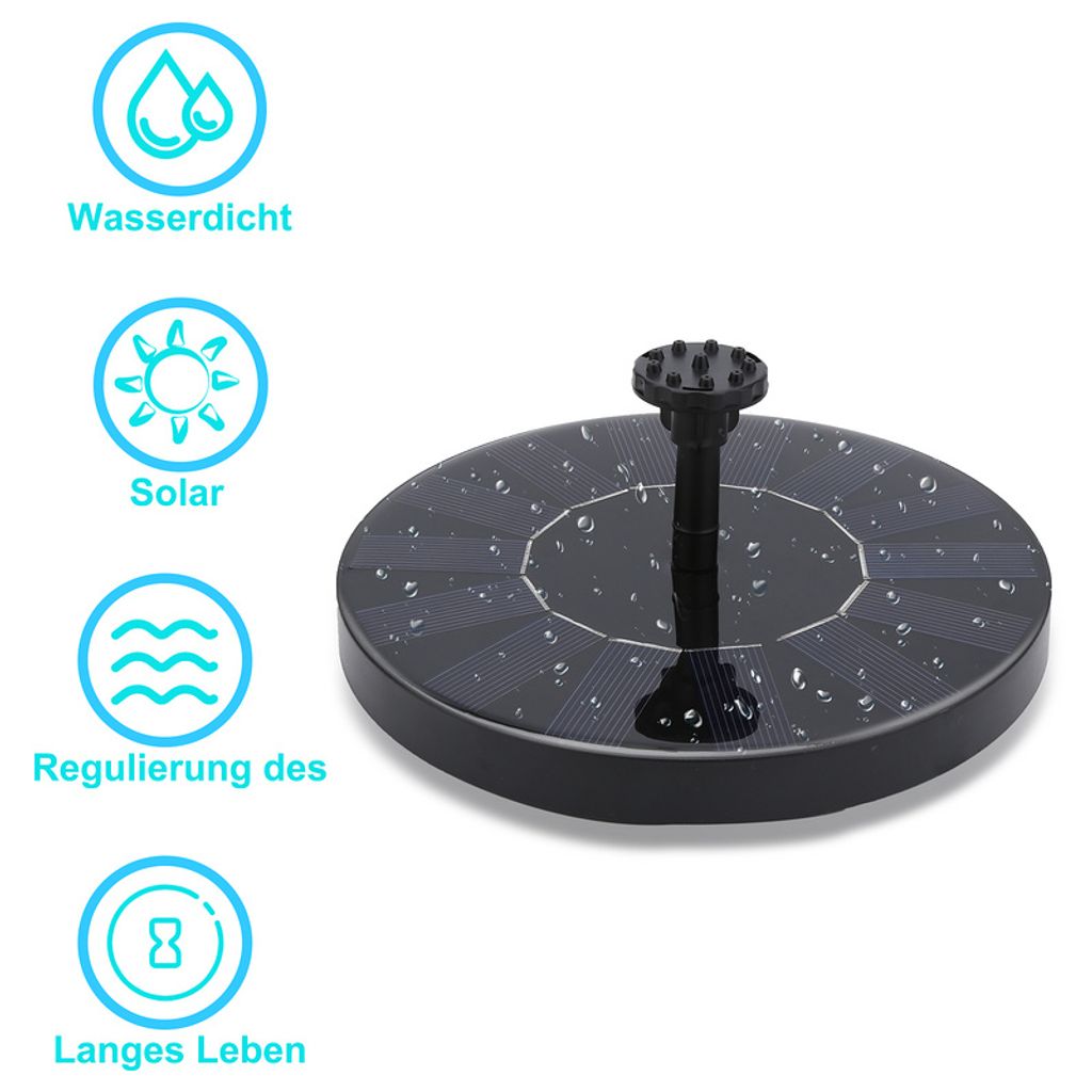Jopassy SolarPumpe Solarpumpen 1.5W Outdoor Solar Fountain, Birdbath Solar Water Fountain mit 6 Wasserstilen , freistehend schwimmend für Birdbath...