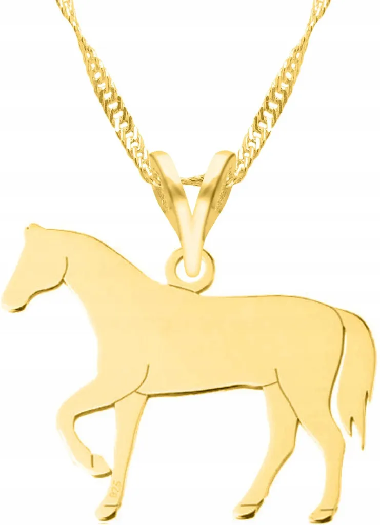 Collana Ciondolo Cavallo Argento 925 Dorato - Accessorio Trendy Donna