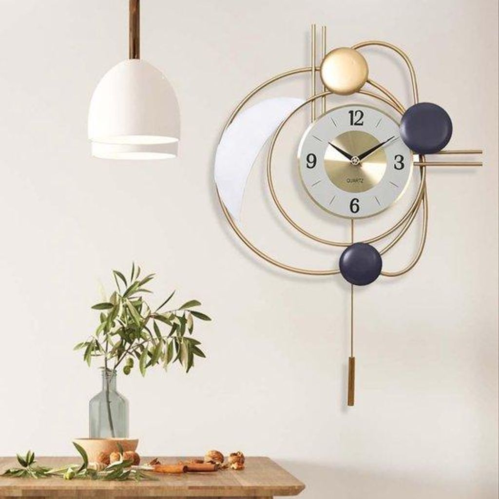 Moderne ronde metalen wandklok in Scandinavische stijl, Produktbild 