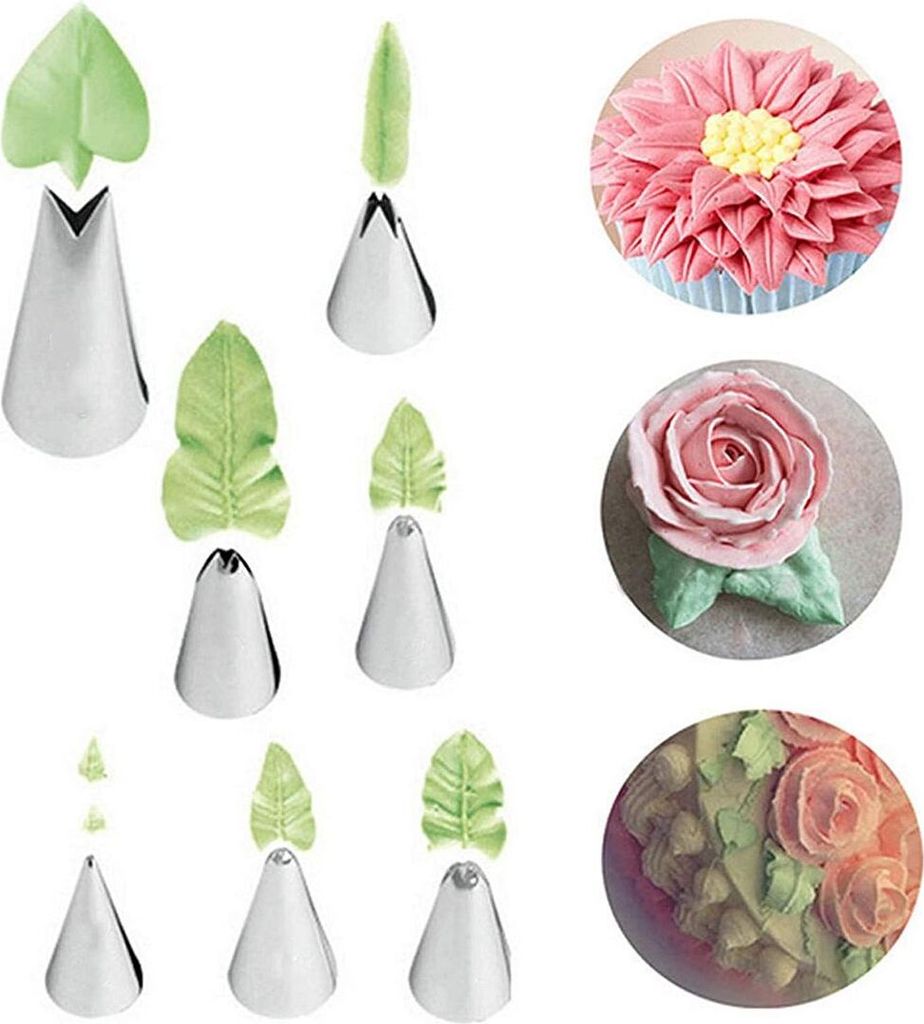 Kuchen dekorations Set, 7-teiliges Spritztüllen-Set aus Edelstahl – Weihnachten, Geburtstage, Jubiläum, Hochzeit, DIY-Icing-Tülle für Cupcake...