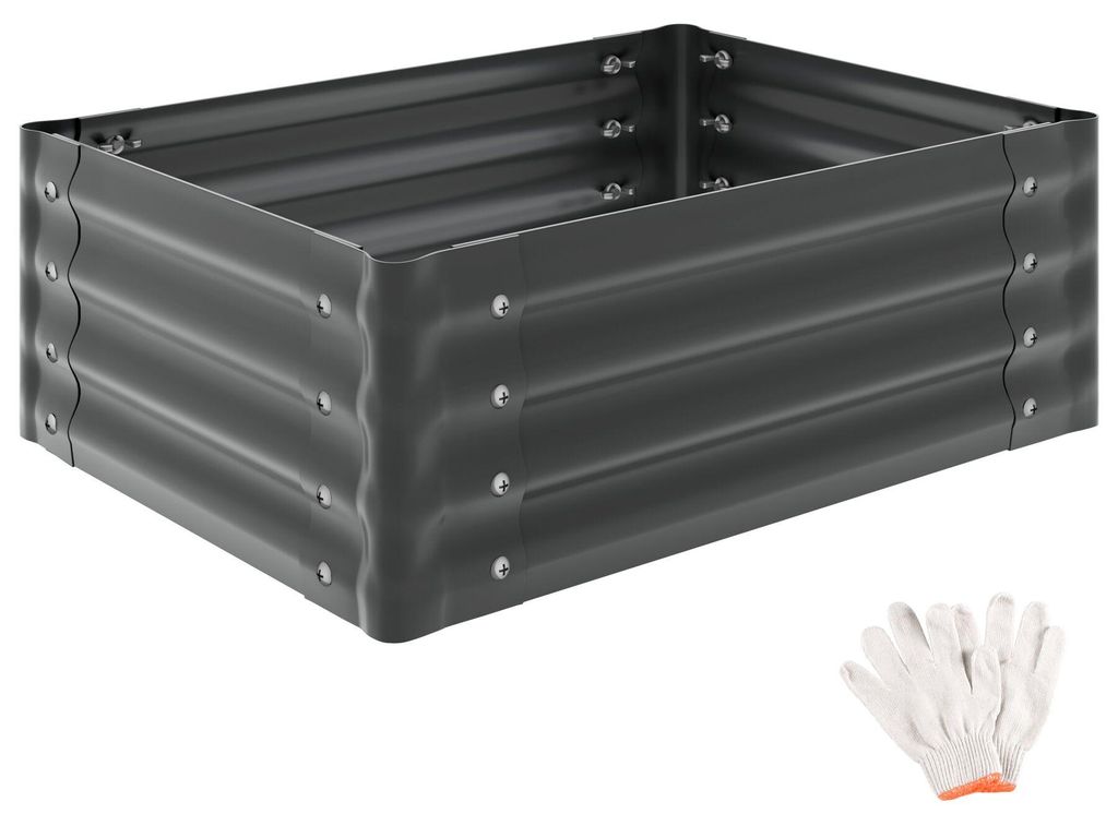tectake Hochbeet verzinkter Stahl 80x60x30 cm 130 l Grau Produktbild 