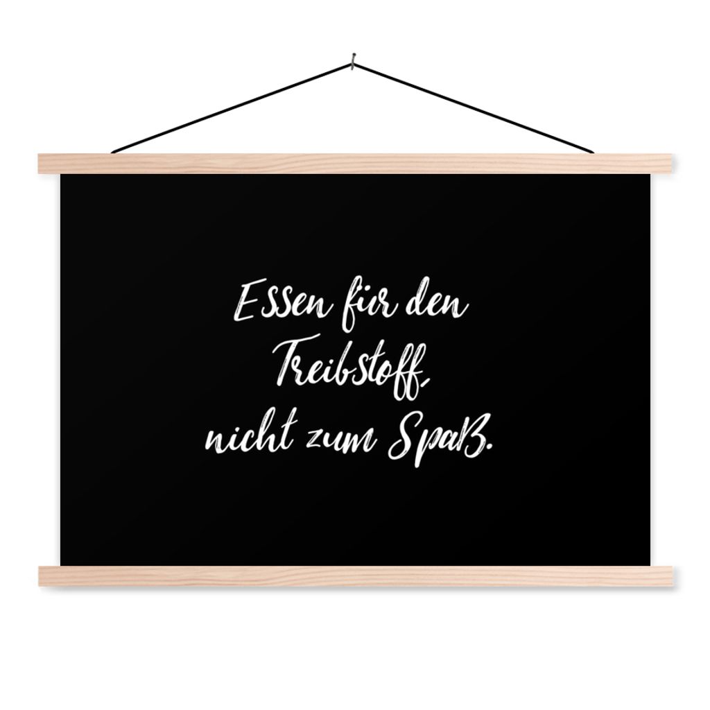 MuchoWow Textilposter Zitate - Nahrung zum Nachdenken, nicht zum Vergnügen - Sprichwörter - Essen 60x40 cm mit holzfarbenen Rahmen - Bilder