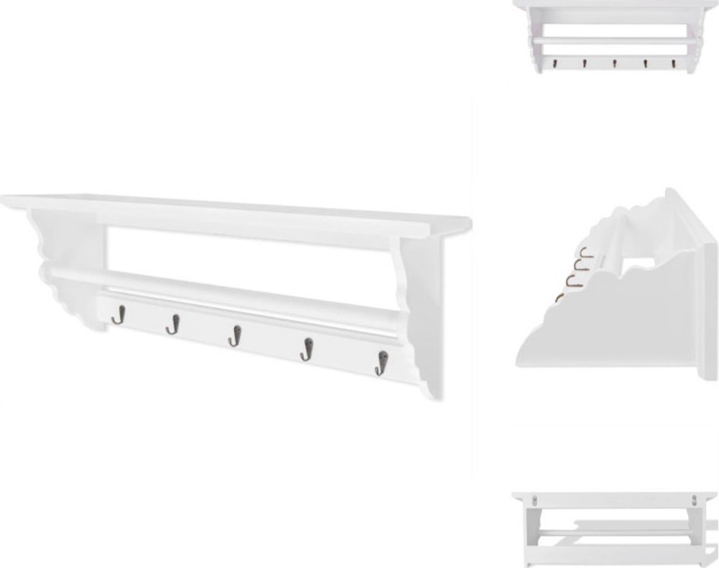 vidaXL Portemanteau MDF Blanc Style Baroque - Patères & Image du produit 