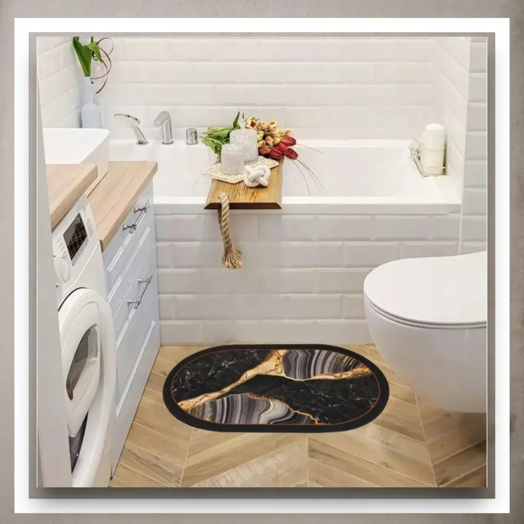 Tappeto Bagno Morbido Scendiletto Moderno Elegante Antiscivolo Assorbente 100% Made In Italy Blu