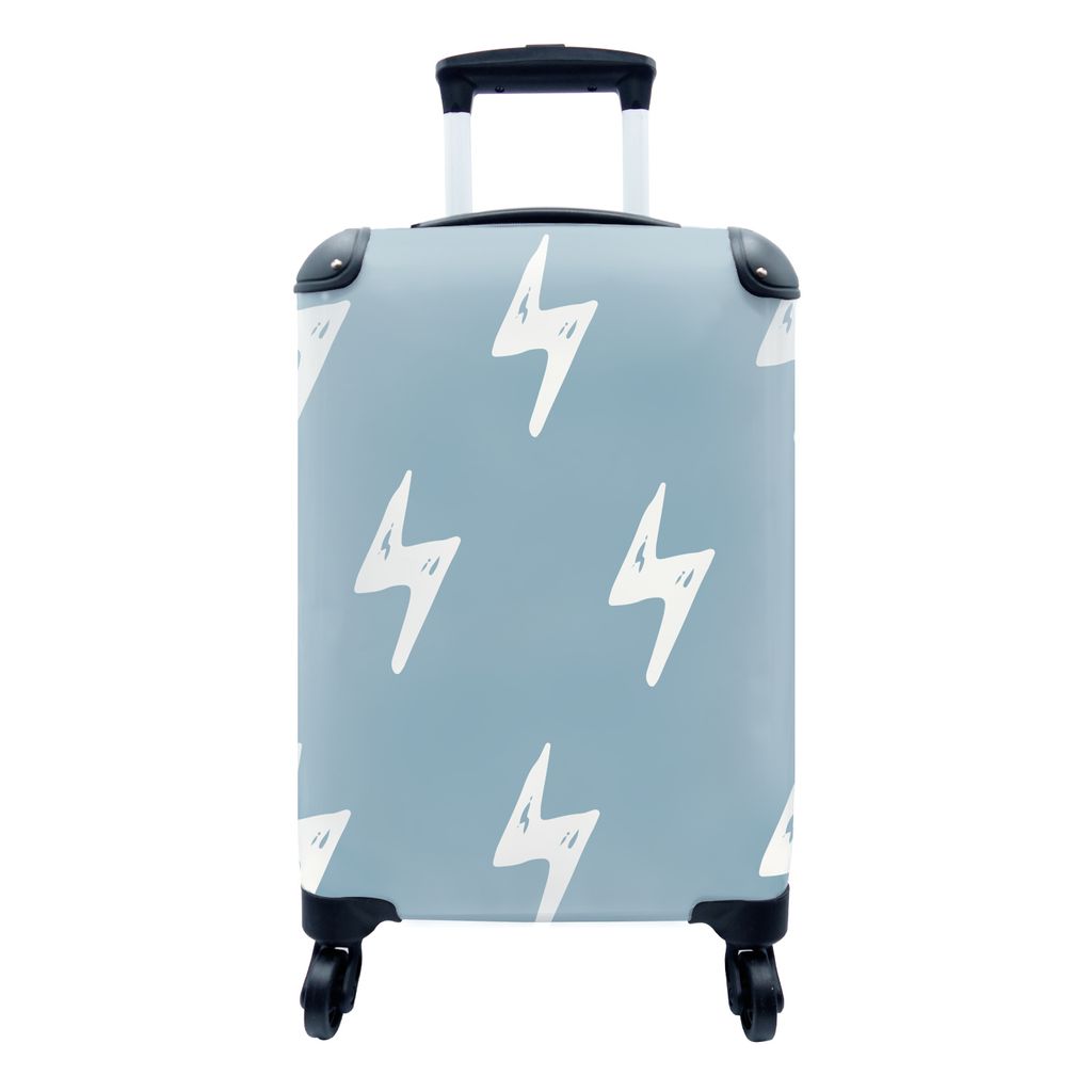 MuchoWow Koffer Handgepäck Trolley Rollkoffer Kleine Reisekoffer mit 4 Rollen - Jungen - Muster - Kinder - Blitze - Cabin Size < 55x40x23 cm & 5...