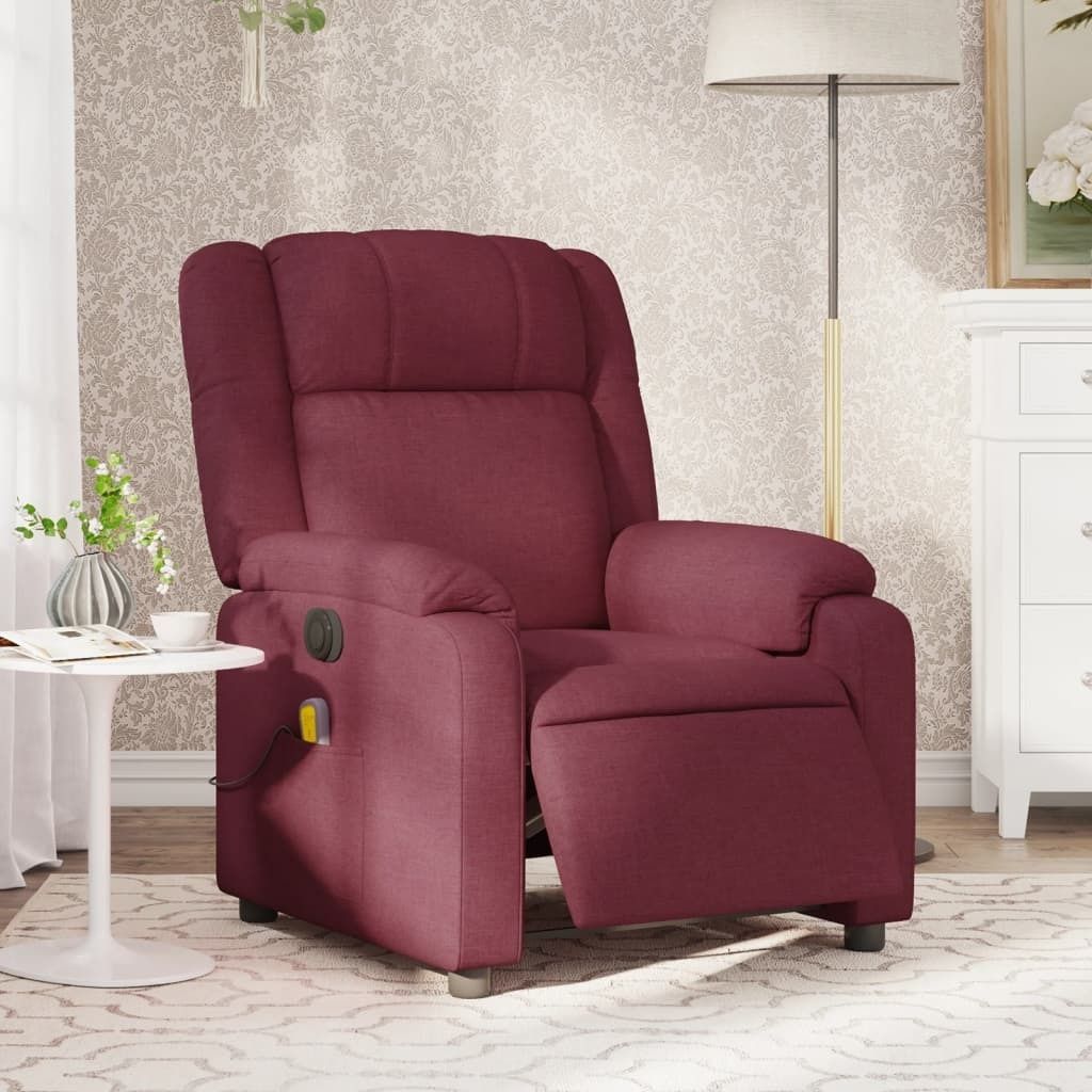 Massagesessel Elektrisch Weinrot Stoff , Klassische Sessel Produktbild 