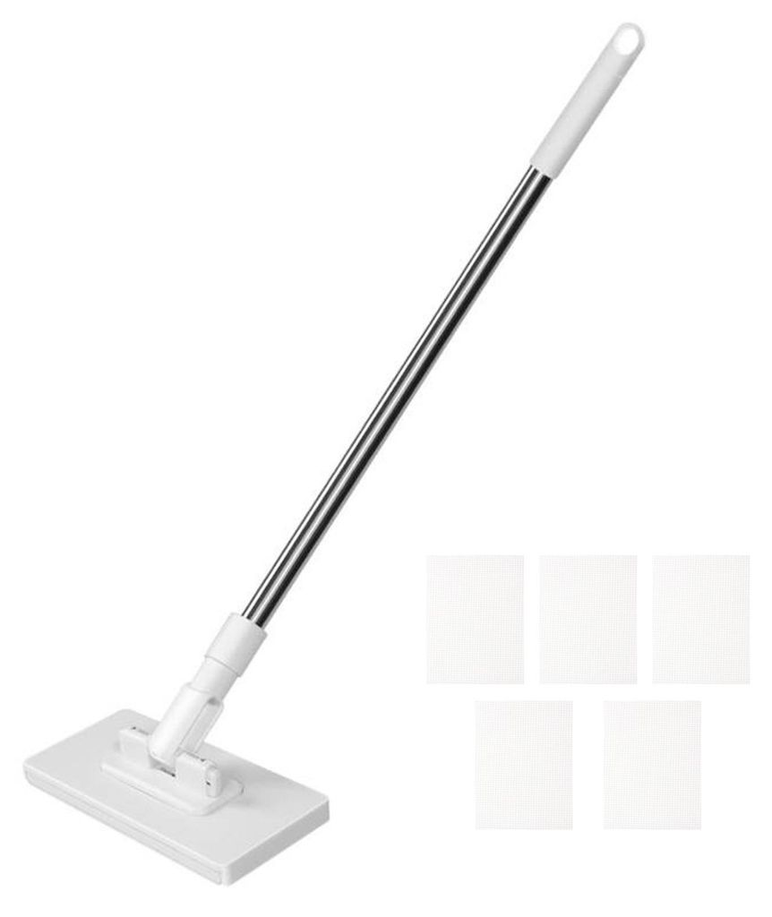 Snap Grip Mini-Mopp mit berührungslosem Tuchwechsel, langem Stiel und flachem Moppkopf mit Verriegelungsmechanismus und integriertem Wischtuch fü...