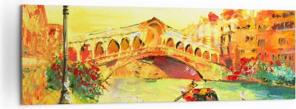 Bild auf Leinwand - Leinwandbild - Venedig Gondel - 160x50cm - Wand Bild - Wanddeko - Wandbilder - Leinwanddruck - Bilder - Kunstdruck - Wanddekora...