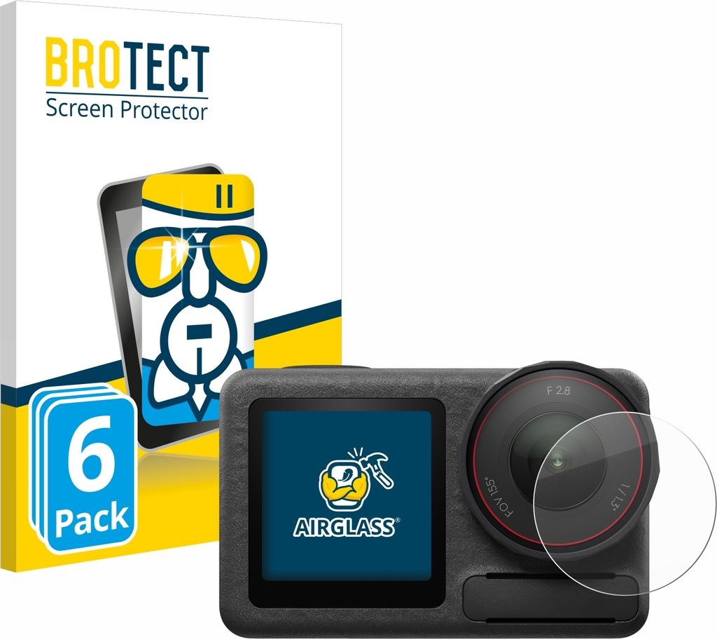 6x BROTECT Schutzglas für DJI Osmo Action 5 Pro (Linse) Schutzfolie Panzer Folie Glas Display Schutz klar