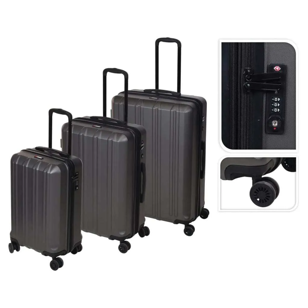 ProWorld Bagages ABS Set de 3 Valises Noires TSA - 4 Roues 360°